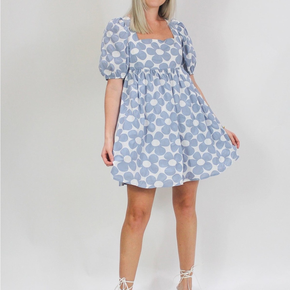 Altar'd State Daisys Bloom Mini Puff Sleeve Dress